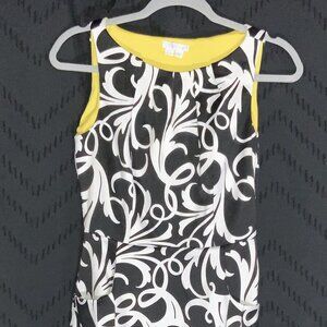 London Times Black & White Scroll Print Sheath Dress - Size 2 - POCKETS!